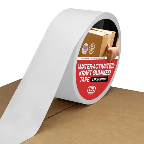 Vista 24 de IDL Packaging Cinta engomada Kraft activada por agua de 2.83" x 450', 30lb