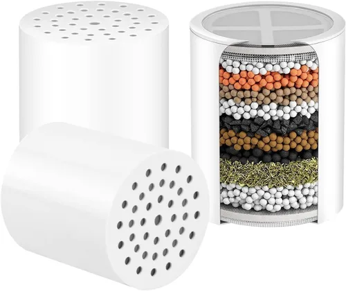 Vista 9 de Paquete de 4 cartuchos de filtro de ducha de repuesto compatibles con cabezales de ducha filtrados WEAQUA/SparkPod, filtro suavizador de agua