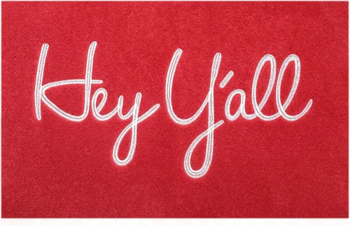 Vista 12 de Tapete de bienvenida al aire libre con texto en inglés "Hey Y'all" para puerta delantera, con parte trasera de goma, tapete