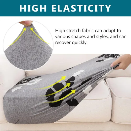 Vista 45 de hyha Fundas de cojín de sofá estampadas, fundas de sofá florales lavables para sofás con 2 cojines, fundas de cojín de patrón elástico para muebles