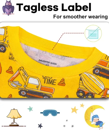Vista 2 de DAUGHTER QUEEN Pijama para niños de 4 piezas, 100% algodón, talla 18 meses a 12 años