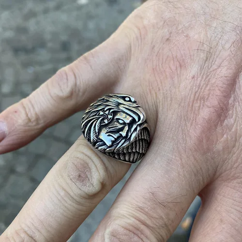 Vista 5 de Silver Nativa American Ring,Silver Eagle Signet Ring, Silver American Ring,925k Sterling Silver Ring, Handmade Silver Ring,Gift For Him