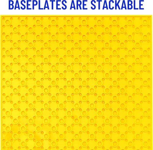 Vista 3 de Strictly Briks Placas Base Apilables - Paquete de 24 de 10"x10", 32x32 Conectores, Compatible con Lego para Construir Escenas de Ciudad, Arcoír