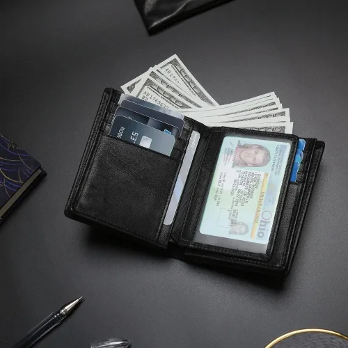 Vista 7 de Guarditude Mens Bifold Wallets Large Capacity RFID Blocking Genuine Leather Wallet Includes ID Window and 15 Credit Card Slots, Gift for Men