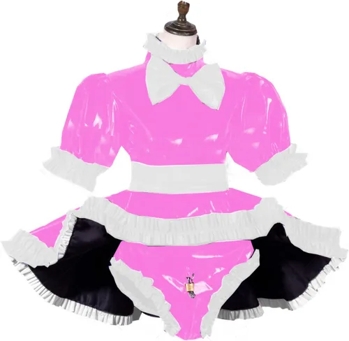 Vista 3 de Vestido de mariquita con cerradura para mujer, bragas francesas, conjunto de sirvienta francesa, disfraces de cosplay, tallas grandes S-7XL, negro, S
