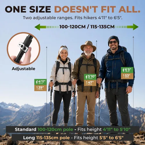 Vista 6 de Trekology Trek-Z - Bastones de senderismo y trekking plegables - Soporte de equilibrio para personas mayores, mujeres y hombres, 2 unidades por set