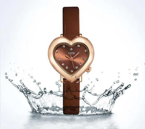 Vista 2 de MASTOP Reloj de lujo para mujer, con forma de corazón, correa de piel, cuarzo, impermeable, elegante, informal, para mujer