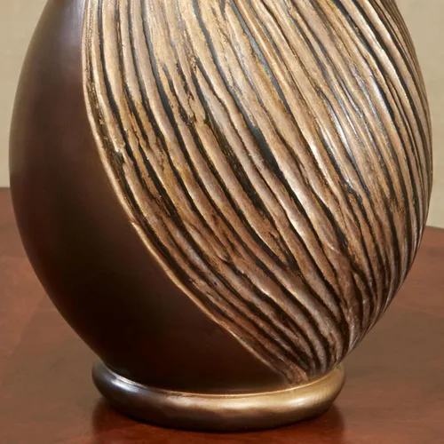 Vista 5 de Juego de 2 jarrones de mesa modernos decorativos de bronce dorado con textura de remolino