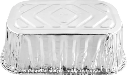 Vista 9 de PACTOGO Mini moldes desechables de papel de aluminio de 1 libra con tapas transparentes de cúpula baja (paquete de 400 juegos)