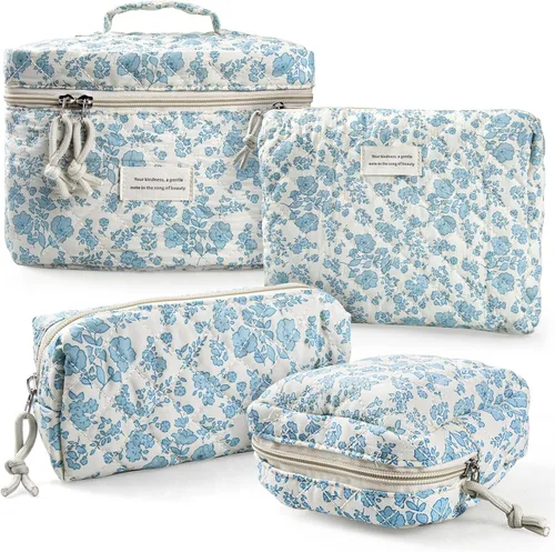 Vista 7 de NATINSA Bonita bolsa de maquillaje para mujer (2 unidades), bolsas de cosméticos de viaje, bolsa organizadora de artículos de tocador con diseño 21