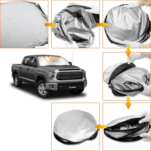 Vista 6 de D-Lumina - Parasol delantero Winshield para to-yota Tundra 2007-2021 Negro - Tundra 2007-2021