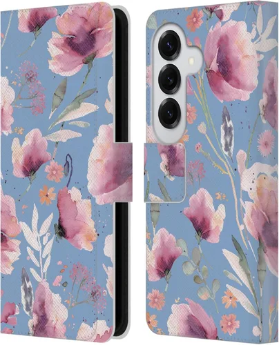 Vista 128 de Head Case Designs Officially Licensed Ninola Abstract Poppies Lilac Floral Leather Wallet Case Compatible with Samsung Galaxy A07 4G