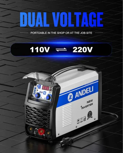 Vista 5 de ANDELI Soldadora 3 en 1,110V/220V Flux Core Welder,MIG Lift TIG MMA Gasless MIG Soldador,Máquina de soldadura portátil de arco palo