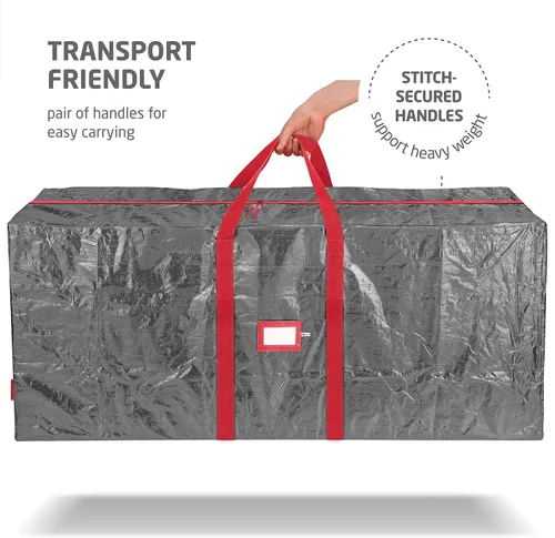 Vista 4 de Zober - Bolsa de almacenamiento para árbol de Navidad - Se adapta a árboles artificiales de 7.5 pies - Bolsa de árbol de Navidad de plástico Gris