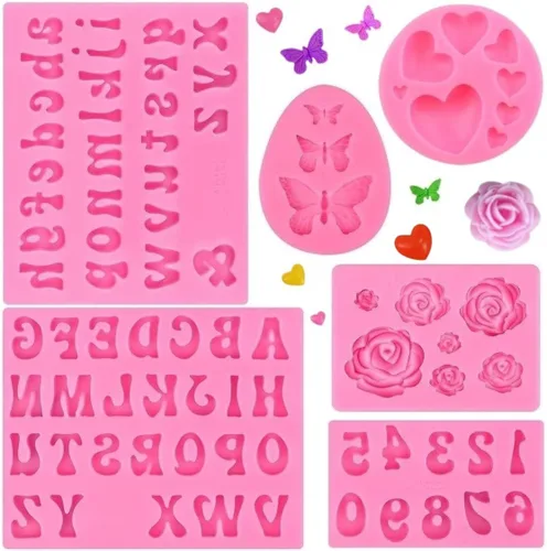 Vista 6 de Molde de rosas Molde de silicona para tartas de chocolate Sugarcraft Decorar Fondant Fimo Herramientas 4 Tamaño Rosa 2 Piezas