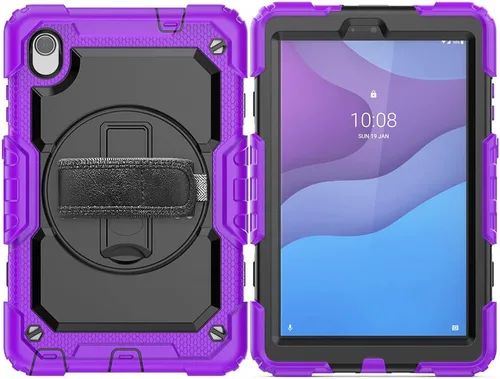 Vista 13 de Funda para Lenovo Tab M8 HD 8 pulgadas TB-8505F/8505X/8705F con protector de pantalla de grado militar a prueba de golpes resistente caso con Negro