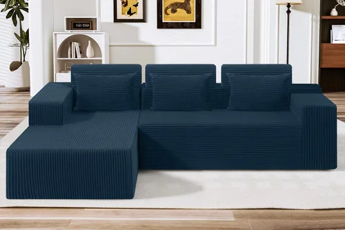 Vista 37 de HABUTWAY Sofá modular modular de 101 pulgadas con asiento profundo, moderno sofá convertible en forma de L, sofá tapizado con diván para sala