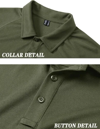 Vista 3 de TACVASEN Mens Casual Polo Shirts Short Sleeve Quick Dry 3 Buttons Summer Tennis Polo Outdoor Shirts with Pocket