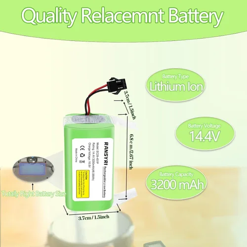 Vista 3 de Paquete de baterías de repuesto compatibles con Amarey A800 A900, Goovi D380, F007C, Onson J10C, Ionvac SmartClean 2000 Robovac Aspiradoras Eufy 11S