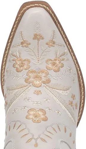 Vista 4 de Dingo - Botas con bordados florales de prímula para mujer de punta triangular tacón bajo de 1-2 pulgadas color negro