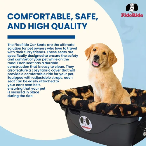 Vista 3 de FIDORIDO Asiento de automóvil para perro, asiento de auto con funda, arnés y correas, base de plástico duradero, cómodos cojines, fácil de instalar