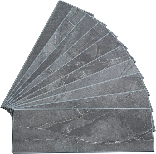 Vista 32 de Palisade Azulejos de vinilo entrelazados impermeables para pared/salpicadero para cocina o baño en mármol español (muestra de 4.5x11 pulgadas)