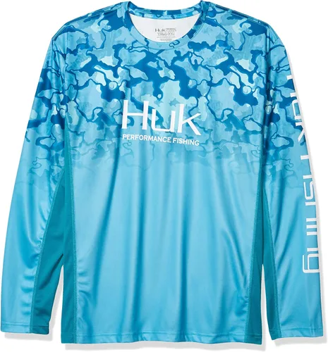 Vista 17 de HUK Camisa de manga larga Icon X para hombre, camisa de pesca de alto rendimiento Azul celeste