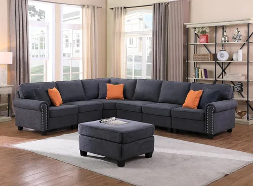 Vista 46 de Ball & Cast - Sofá modular en forma de L de 147 pulgadas para sala de estar con diván reversible y cojines de respaldo extraíbles, juego de sofá
