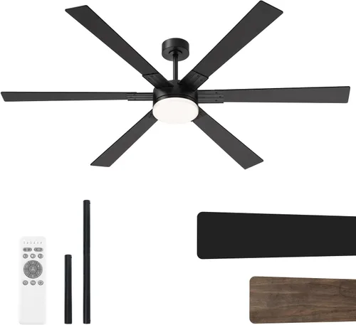 Vista 27 de OPONL Ventilador de techo de 52 pulgadas con luz y control remoto Negro