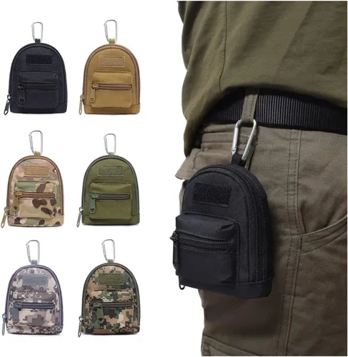 Vista 2 de Nueva bolsa táctica para llaves tarjetero para hombre monedero bolsillo con cremallera bolsa para exteriores monedero bolsa para dinero color naranja