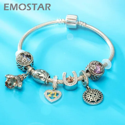 Vista 6 de Forever Friends - Juego de dijes para pulseras Pandora, 21 cumpleaños y mejores amigos, juego de joyas en plata de ley 925, regalos para feliz