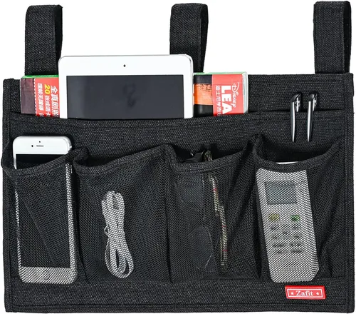 Vista 10 de Zafit Organizador de lino para mesita de noche, organizador de almacenamiento para camas de hospital, dormitorios universitarios o cama de bebé