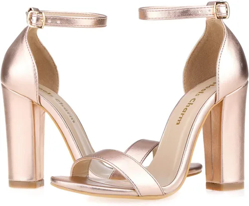 Vista 7 de Sandalias de bloque grueso con tiras para mujer, correa al tobillo, puntera abierta, tacón alto para vestido, boda, fiesta, noche, oficina, zapatos