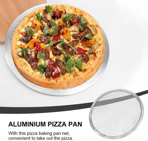 Vista 4 de SHERCHPRY Red de aluminio de la bandeja de la hornada de la pizza de 11 pulgadas de la malla perforada antiadherente de la pantalla para el uso