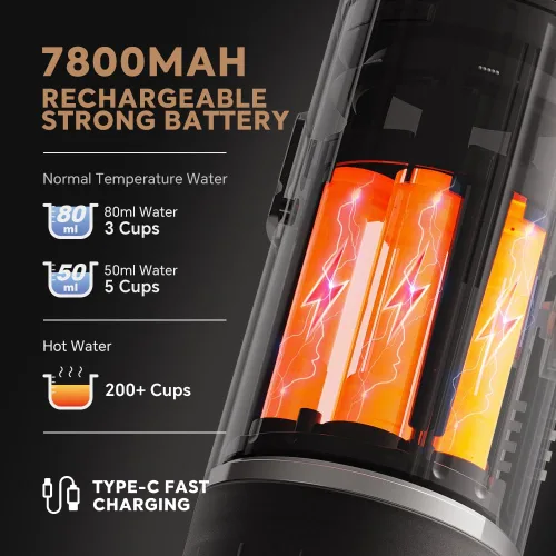 Vista 4 de Cafetera eléctrica portátil de café expreso, cafetera de viaje para camping, cafetera de auto con calentamiento automático con USB-C, con café