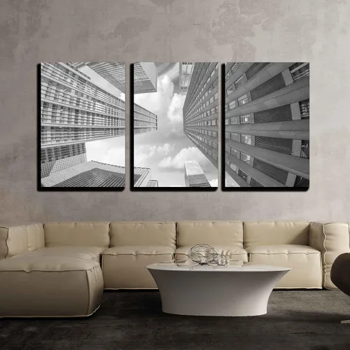 Vista 13 de wall26 - Arte de pared en lienzo de 3 piezas - Vista de la isla de Poros, Grecia y barco en blanco y negro - Arte moderno para el hogar estirado