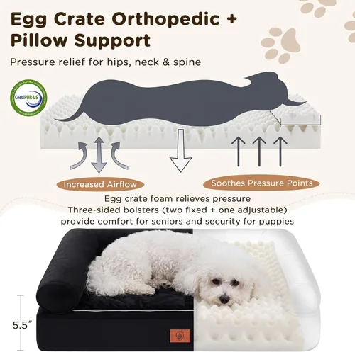 Vista 10 de GTPLAYER Dog Bed, Egg-Crate Foam Pressure Relief with Waterproof Washable Pet Bed 23.6" with 2-in-1 Cooling/Warming Pad, Non-Slip Bottom, Detachable