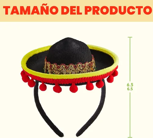 Vista 5 de JOYIN - 6 diademas con sombrero de tela para fiesta del Cinco de Mayo, suministros para fiesta, sombreros de fiesta, decoraciones temáticas