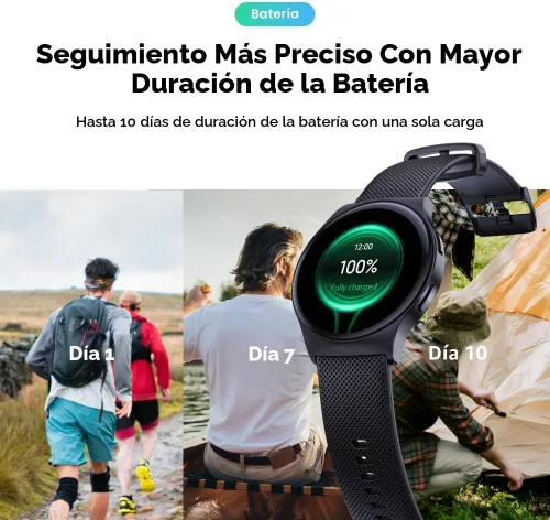 Vista 3 de Motorola Moto Watch 120 - Reloj inteligente Bluetooth de alta calidad con pantalla AMOLED, batería de 10 días, seguimiento de frecuencia cardíaca