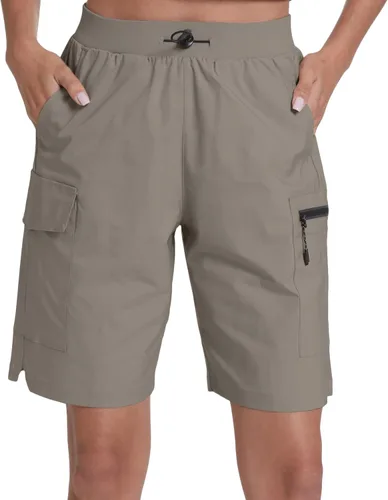 Vista 22 de Pantalones cortos de senderismo para mujer, de secado rápido, ligeros, para viajes, atletismo