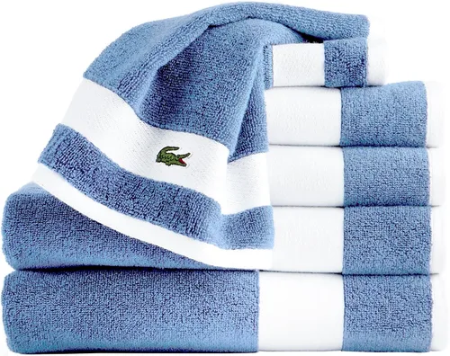 Vista 6 de Lacoste Sport Stripe - Juego de toallas de lujo de algodón (6 piezas) – Hecho con 100% algodón Supima suave, absorbente y de secado rápido, incluye