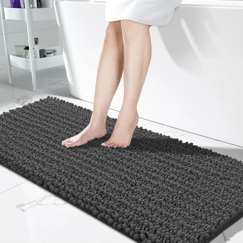Vista 95 de Yimobra Alfombras de Baño Antideslizantes Lavables - Alfombra de Baño de Chenilla Ultra Suave Absorbente, Alfombra Peluda de Secado Rápido para Negro