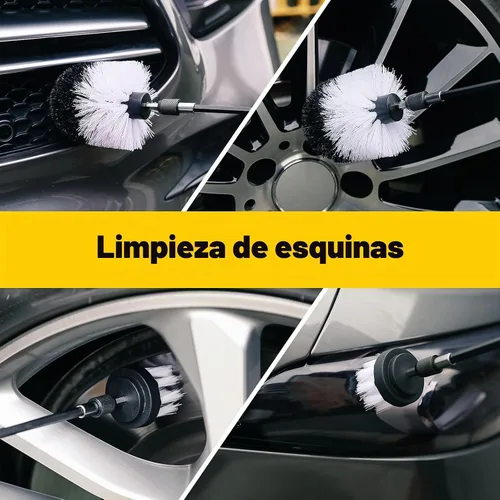 Vista 3 de Holikme Juego de 5 cepillos de taladro con extensión para detalles de coche Blanco