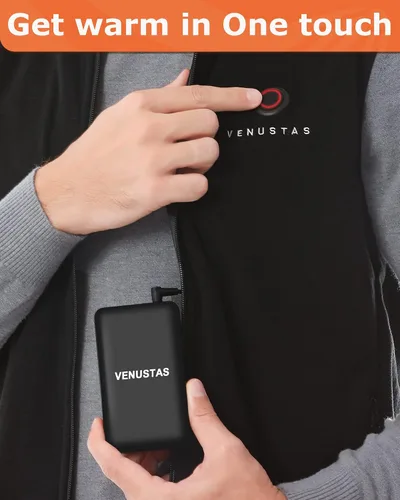 Vista 5 de Venustas Chaleco térmico de forro polar para hombre con batería de 7.4 V, chaleco eléctrico aislado ligero