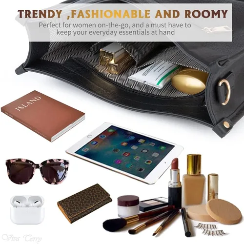 Vista 4 de Viva Terry - Bolsa bandolera de cuero vegano, moderna, con correa ajustable