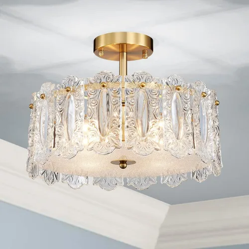 Vista 9 de AGV LIGHTING Elegante Lámpara de Araña de Cristal, Accesorio de Iluminación Moderno Vintage Colgante para Comedor, D18 x H10, Pantalla de 2 Niveles
