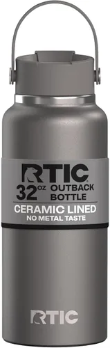 Vista 28 de RTIC - Botella de agua Outback de 32 oz (1 L), con revestimiento de cerámica, aislada, de acero inoxidable, doble pared con aislamiento al vacío