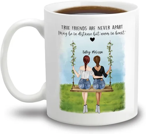 Vista 16 de Taza personalizada con texto en inglés "There Are Friends There Is Family And Then There Are Friends That Become Family", taza de café personalizada