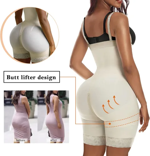 Vista 5 de YIANNA Fajas Colombianas Shapewear for Women Tummy Control Body Shaper Butt Lifter Thigh Slimmer with Zipper Crotch