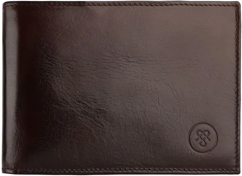 Vista 2 de Maxwell Scott Mens Luxury Leather Trifold Wallet The Gallucio Handmade In Italy Dark Chocolate Brown